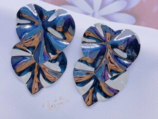 Aretes hojas plata