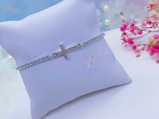 Pulsera cruz plateada