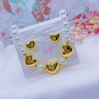 Set de corazon y perlas